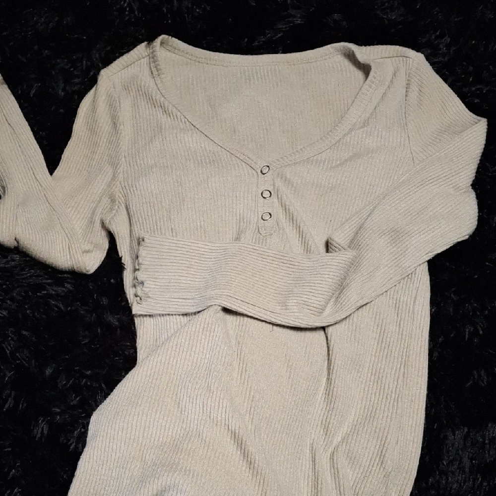 Women's Cream Ribbed Top